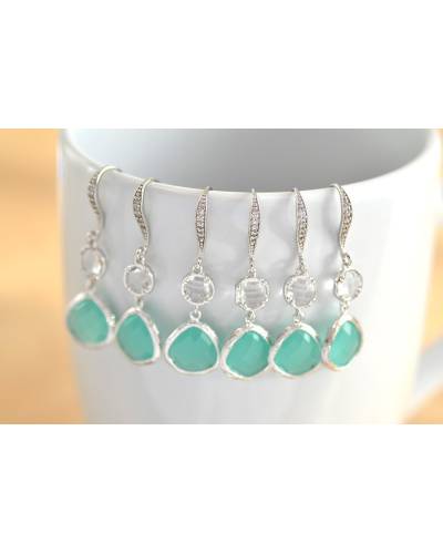 Boucles d'oreilles mariage bleu turquoise