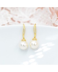 Boucles d'oreilles mariée perle doré