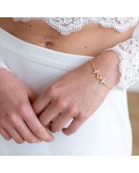 Bracelet mariage doré strass