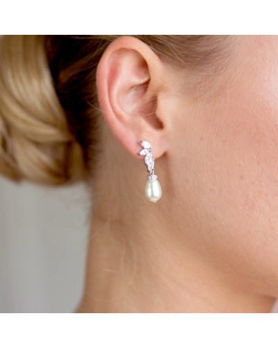 Boucles d'oreilles mariée perle