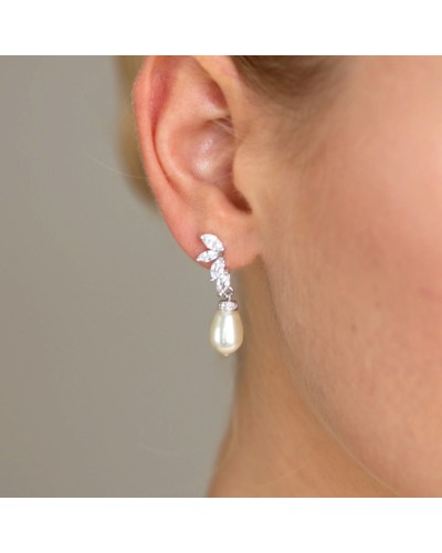 Boucles d'oreilles mariée perle