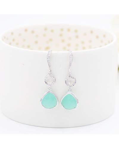 Boucles d'oreilles mariage bleu turquoise