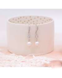 Boucles d'oreilles mariée argenté perle