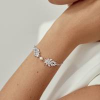 Bracelet mariée argenté ivoire 