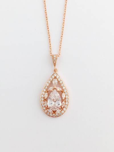 Collier mariée  goutte strass Ines