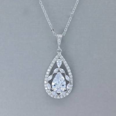 Collier mariée goutte argenté