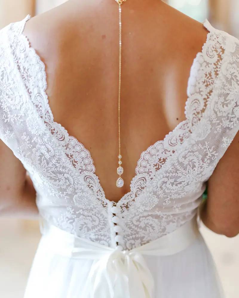 Bijou de dos en strass pour mariée - Collier dans le dos mariée