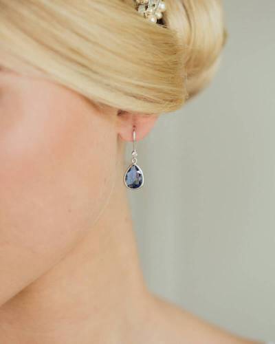 Boucles d'oreilles mariée bleu