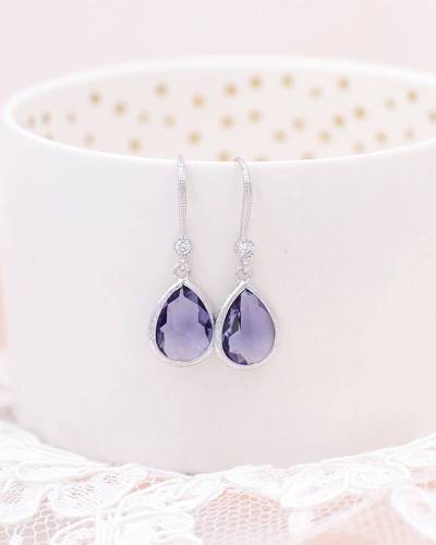 Boucles d'oreilles mariée bleu