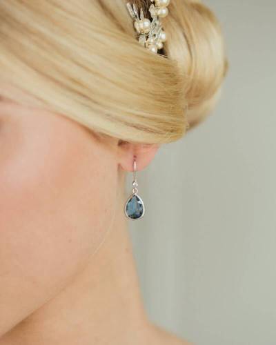 Boucles d'oreilles mariée bleu