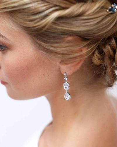 Boucles d'oreilles mariée pendantes