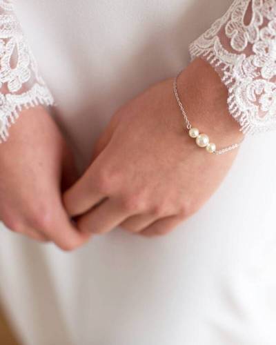 Bracelet mariée doré avec perles