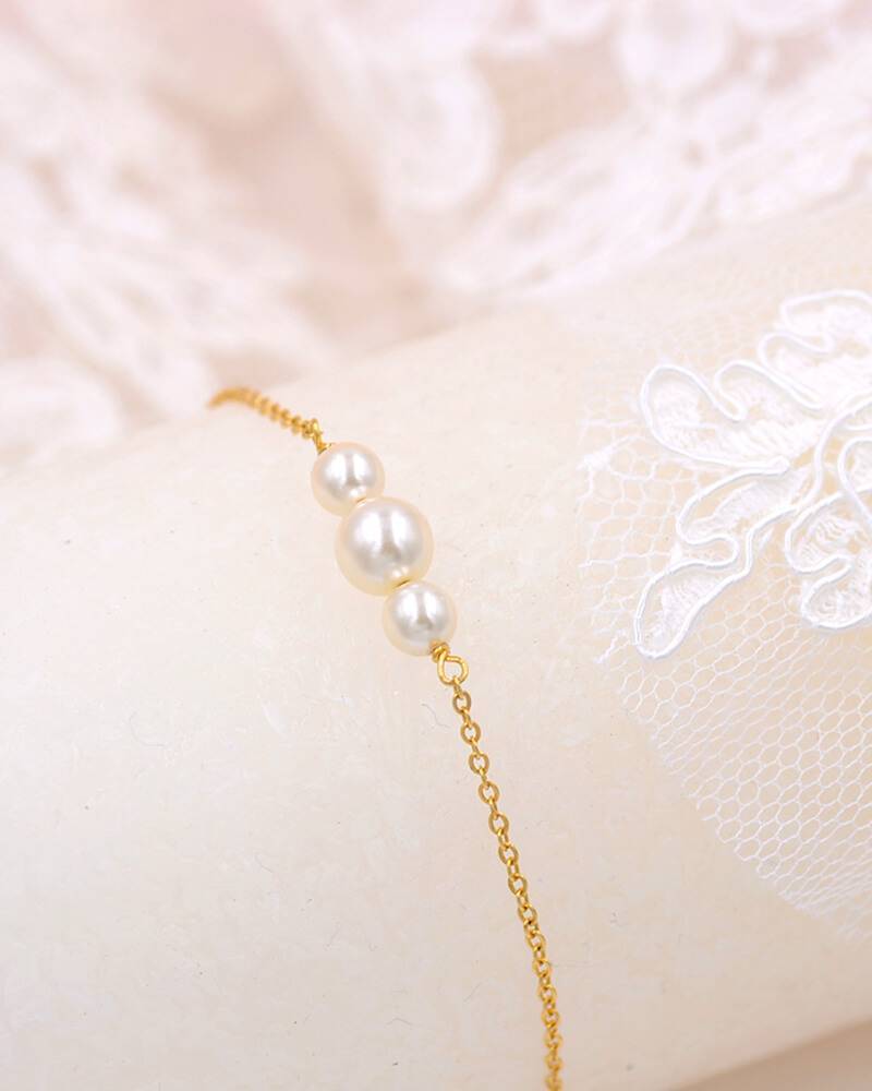 Bracelet mariée doré avec perles