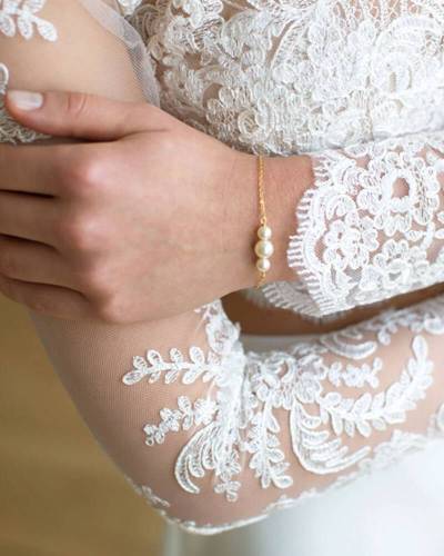 Bracelet mariée doré avec perles