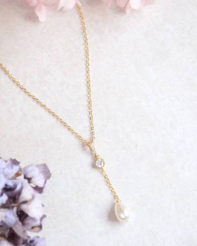 Collier mariée perle  goutte