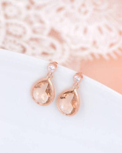 Boucles d'oreilles mariée Rose Gold Anais