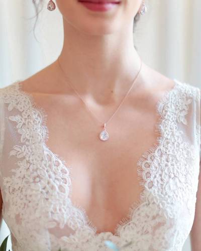 Collier mariage gouttes argenté Soliste