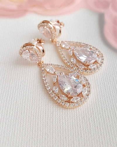 Boucles d'oreilles mariage gouttes argentées Ines