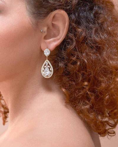 Boucles d'oreilles mariage gouttes argentées Ines