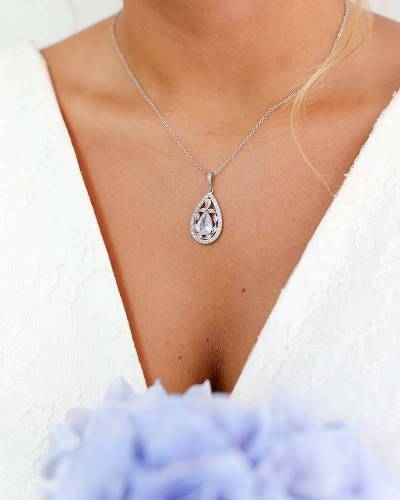 Collier mariée  goutte strass Ines