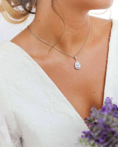 Collier mariage gouttes argenté Soliste