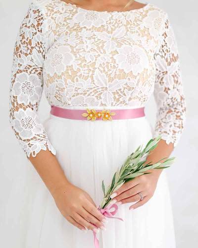 Ceinture mariée romantique rose fuchsia