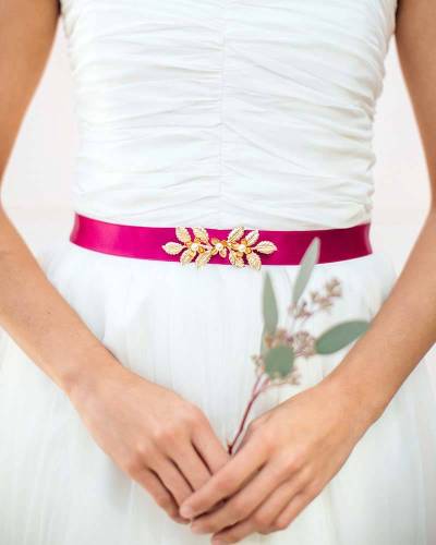 Ceinture mariée romantique rose fuchsia