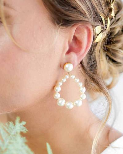 Élégantes Boucles d'Oreilles Mariée Leya en Perles, Atelier Sarah Aime