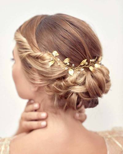 Vigne cheveux avec feuilles pour mariée "Louison" argenté