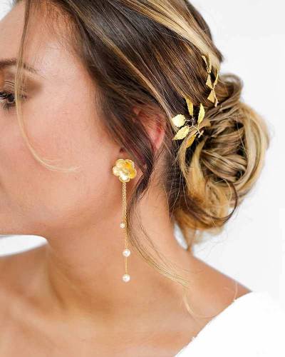 Boucles d'oreilles Mariage dorées fleurs