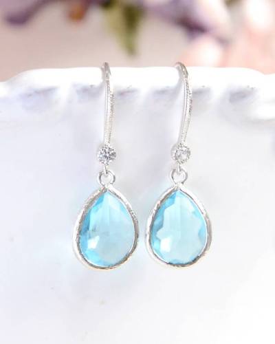 Boucles d'oreilles de mariée bleu