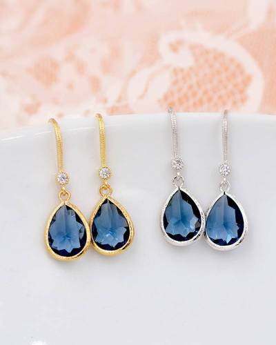 Boucles d'oreilles de mariée bleu