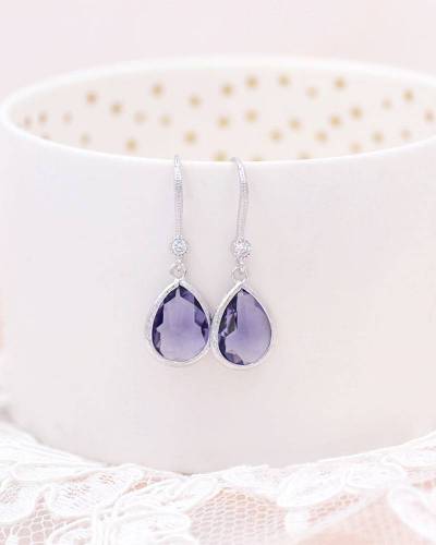 Boucles d'oreilles de mariée bleu