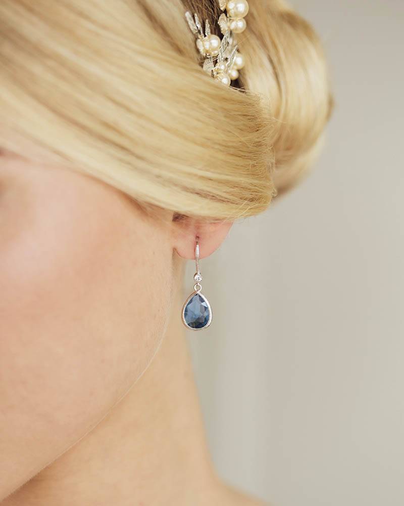 Boucles d'oreilles de mariée bleu