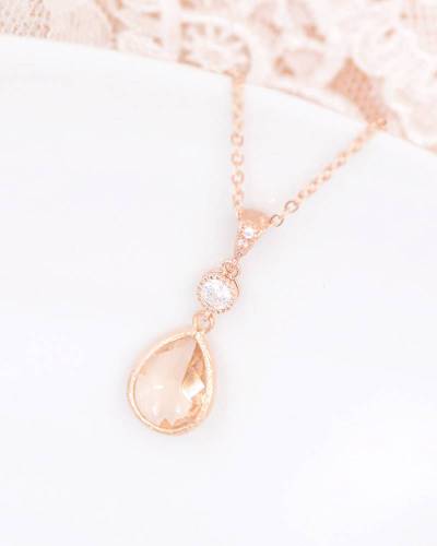 Bijoux mariage rose gold Anaïs pêche collier