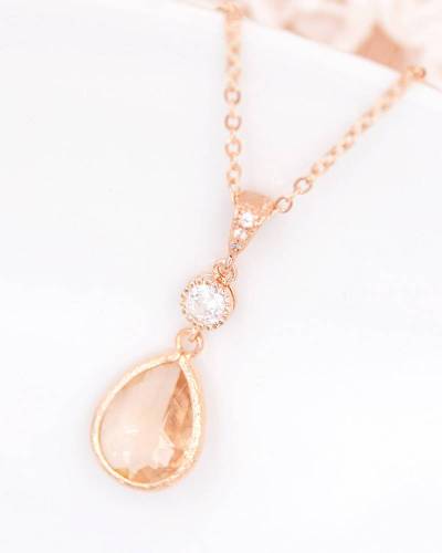 Bijoux mariage rose gold Anaïs pêche collier