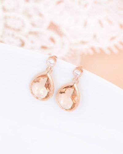 Élégantes boucles d'oreilles mariée rose gold Anaïs - Bijoux mariée.