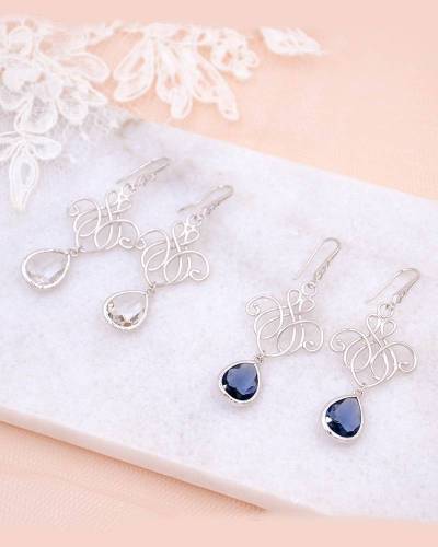 Boucles d'oreilles de mariée bleu