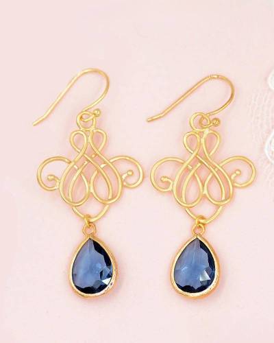 Boucles d'oreilles de mariée bleu