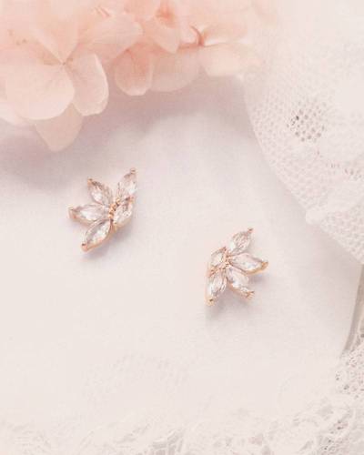 Boucles d'oreilles Mariée "Helene" rose gold