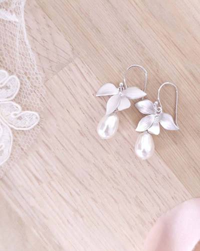 Boucles d'oreilles Mariage Orchidée doré "Synthia"