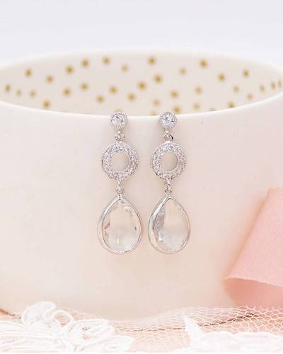 Boucles d'oreilles mariée "Hélia" argentés