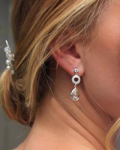 Boucles d'oreilles mariée "Hélia" argentés