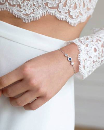 Bracelet mariage bleu strass