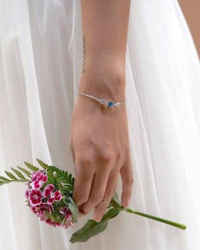 Bracelet mariage bleu strass