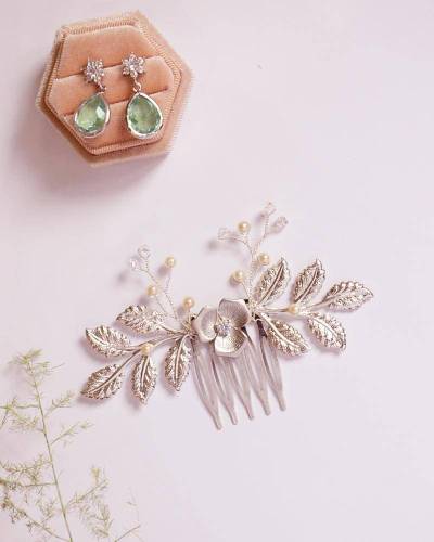 Peigne Mariée argenté strass "Juline"
